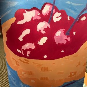 Cherries in a basket Art painting